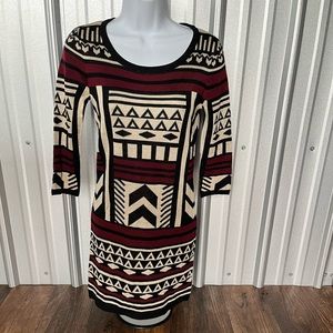WOMENS T/O Sweater Dress Body Con Geometric Pattern Size Small
